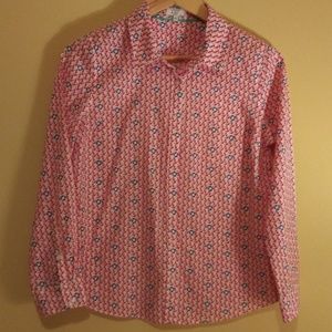 Crown & Ivy shirt nautical white red cotton